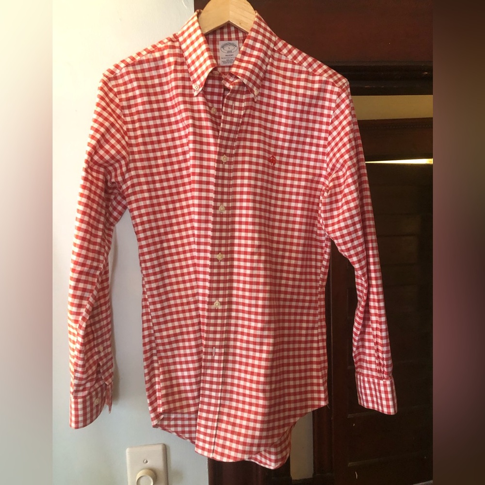 Brooks Brothers Red and White Gingham Dress Shirt